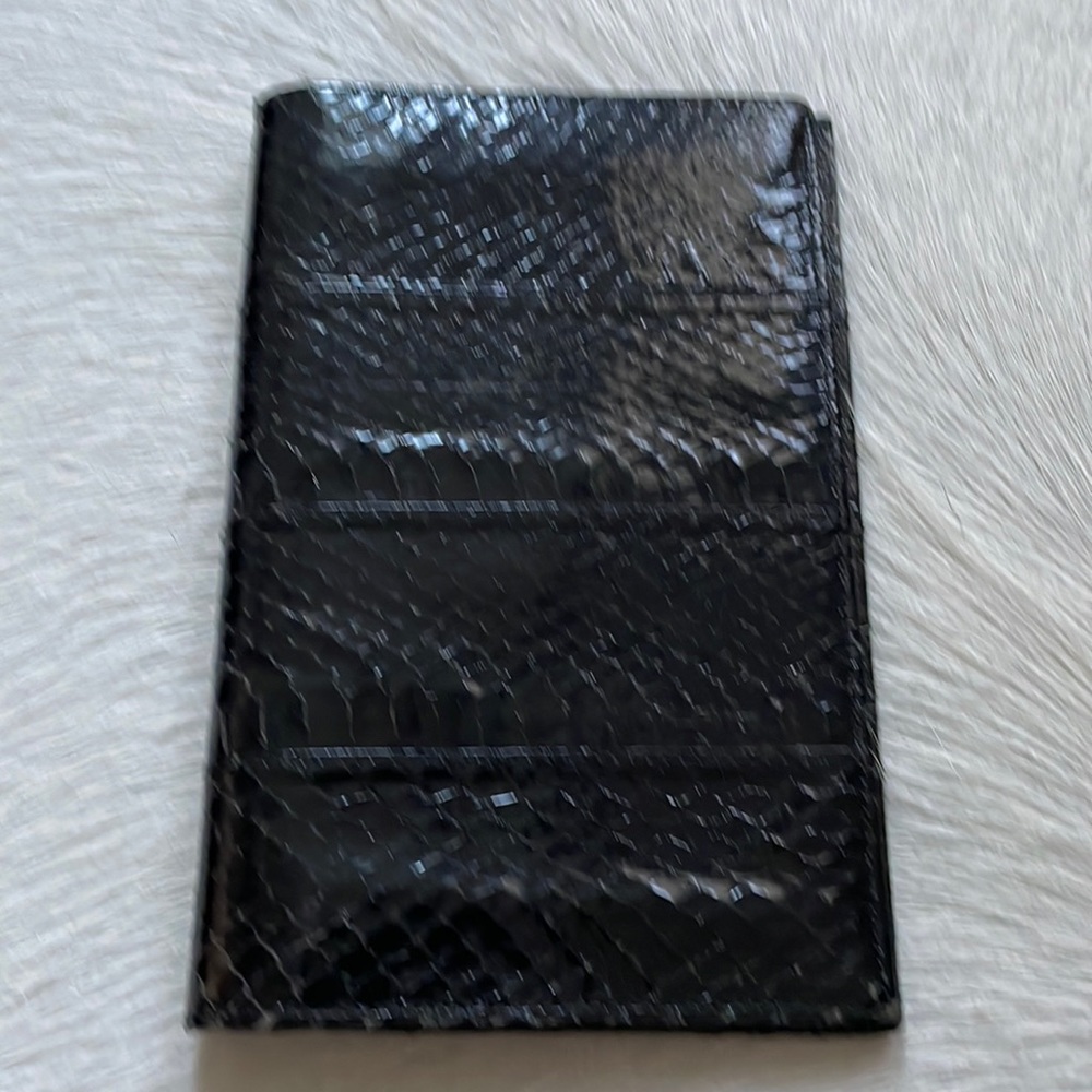 Black snake skin document holder